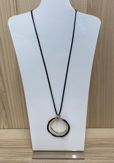 Black And Gold Double Ring Necklace