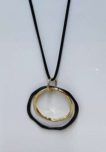 Black And Gold Double Ring Necklace