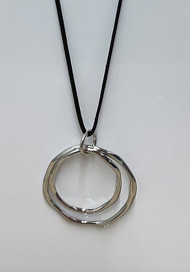 Silver Double Ring Necklace 