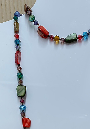 Polished Beads And Stone Multicolour Necklace 