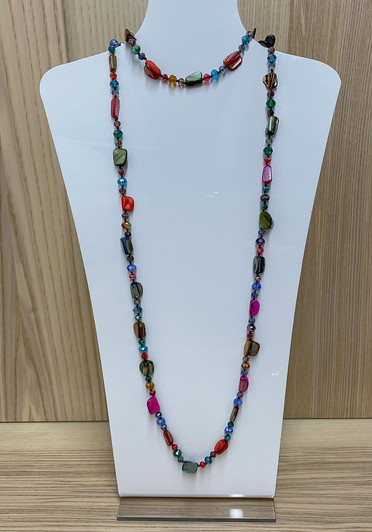 Polished Beads And Stone Multicolour Necklace 