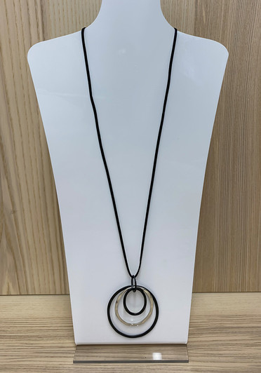 Black And Silver Triple Ring Necklace