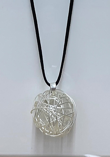 3D Silver Ball Statement Necklace