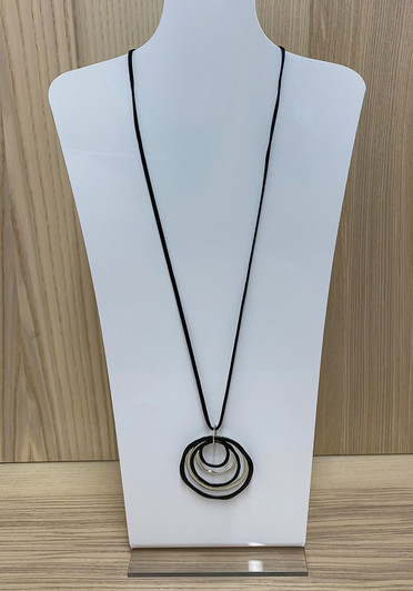 Black And Silver Rings Statement Necklace