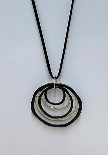 Black And Silver Rings Statement Necklace