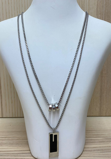 Rectangular Silver Pendant Necklace