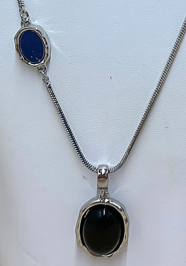 Black Oval Pendant Necklace