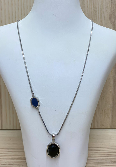 Black Oval Pendant Necklace