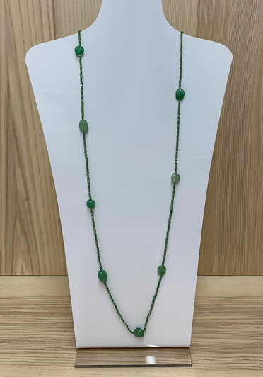Green Beaded Station Chain Necklace