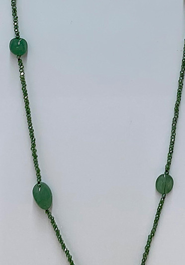 Green Beaded Station Chain Necklace