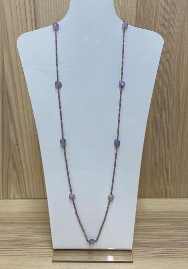Lilac Beaded Station Chain Necklace