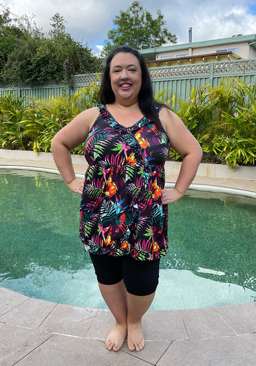Plus Size Palm Leaf Swim Dress