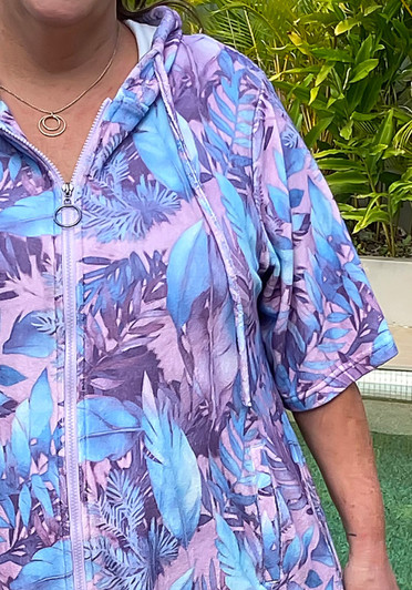 Plus Size Lilac Blue Leaf Swim Coverup