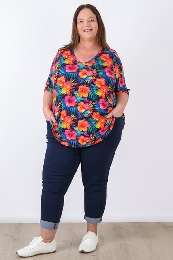 plus size Hibiscus Garden Stretch Top