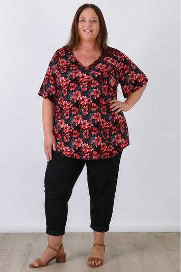 plus size frangipani short sleeve top