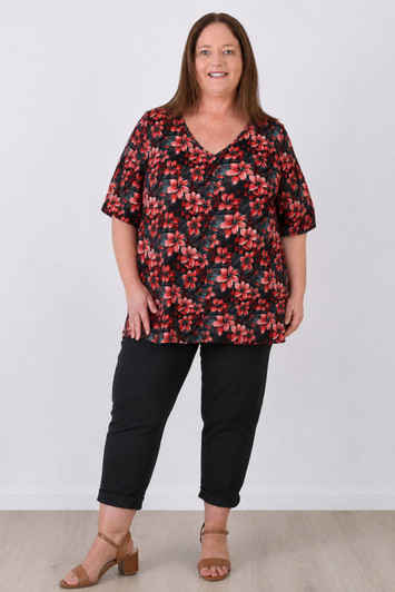 plus size frangipani short sleeve top