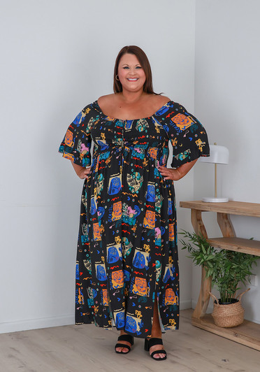 Plus Size Maxi Dress In Soleil Sun Print