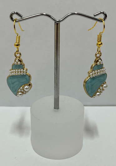 Seashell Earrings In Blue