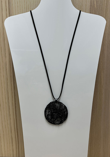 Black Abstract Medallion Necklace