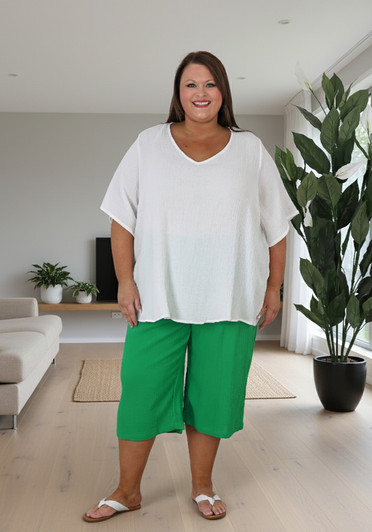 Plus Size Curvaceous Emerald Cotton Pant
