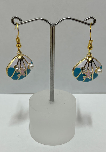 Blue And White Shell Earrings From Curvaceous