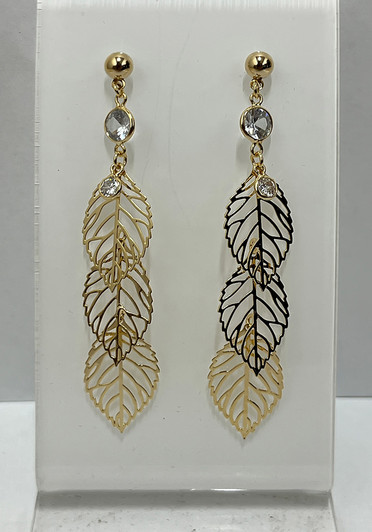 Three Tier Gold Leaf Earrings From Curvaceous