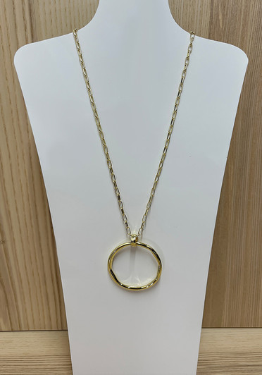 Gold Circle Necklace With Paperclip Chain From Curvaceous