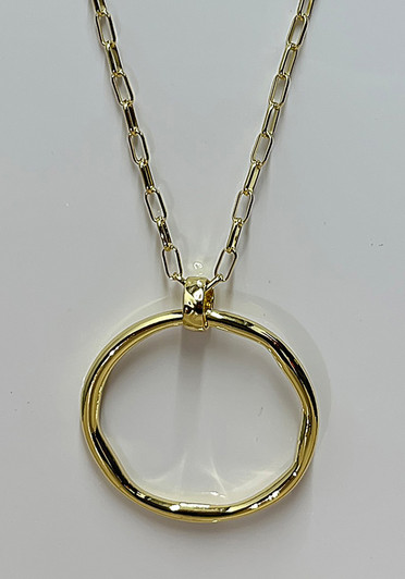 Gold Circle Necklace With Paperclip Chain From Curvaceous