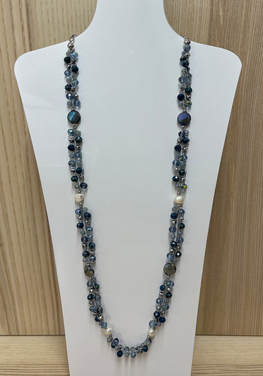 Blue Tone Double Strand Necklace From Curvaceous