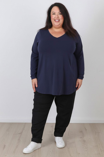plus size long sleeve v neck top 