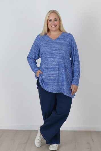 Super Soft Blue V Neck Stretch Top