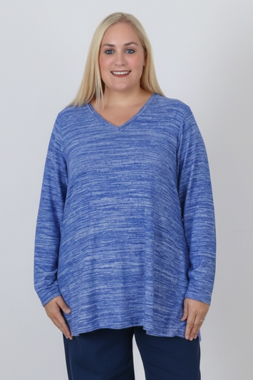 Super Soft Blue V Neck Stretch Top