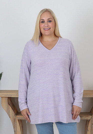 Plus Size Super Soft Lilac V Neck Stretch Top