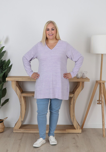 Plus Size Super Soft Lilac V Neck Stretch Top