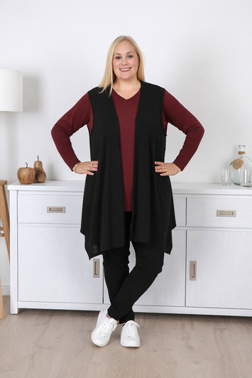 Plus Size Black Vest With Pockets