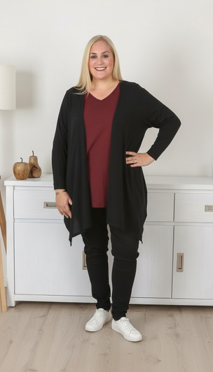 Plus Size Black Vest With Pockets
