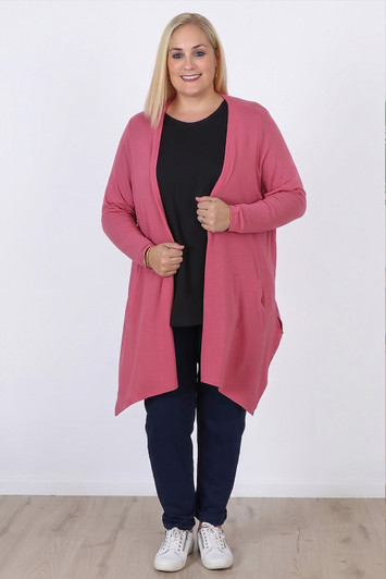 Plus Size Pink Lightweight Drape Cardigan in Sizes 18 to 32