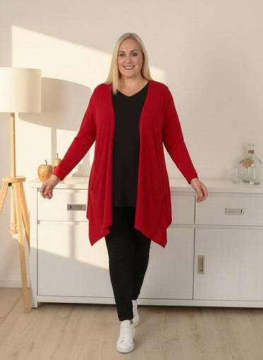 plus size Lightweight Drape Cardigan – Red