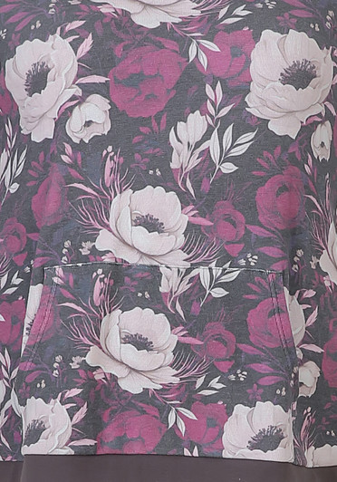 Grey Floral Waffle Oversize Top