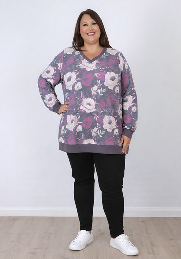 plus size long sleeve bloom sweater 