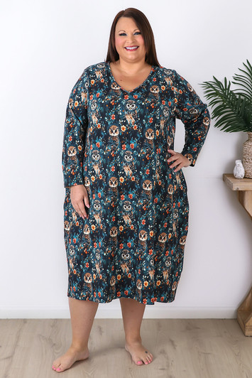 Plus Size Night Owl Textured Waffle Cotton Nightie