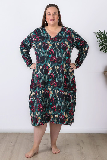 Plus Size Tulip Garden Textured Waffle Cotton Nightie