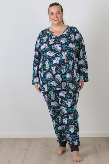 Plus Size Cute Koala Stretch Cotton Waffle Pyjamas