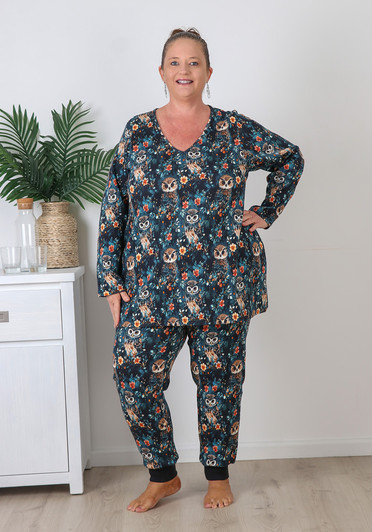Plus Size Night Owl Stretch Cotton Waffle Pyjamas