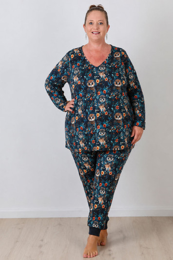 Plus Size Night Owl Stretch Cotton Waffle Pyjamas