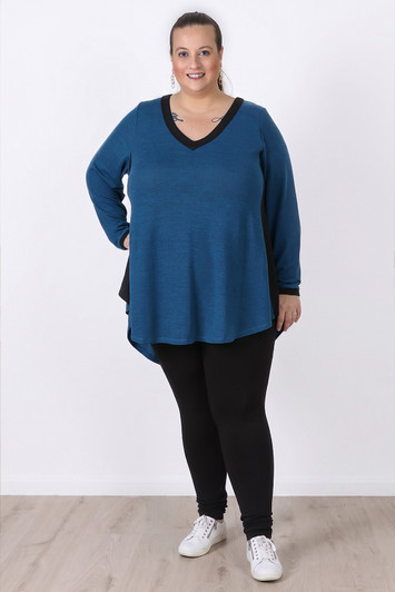 Plus Size Deep Teal & Black Two Tone Swing Top 