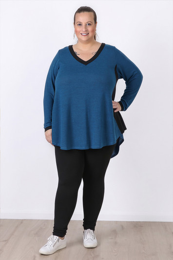 Plus Size Deep Teal & Black Two Tone Swing Top 