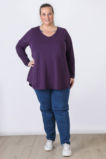 Plus Size Pull On Relaxed Fit Denim Jeans In Mid Blue