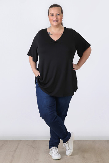 Plus Size Pull On Relaxed Fit Indigo Jeans with Pale Wash