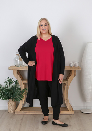 Plus Size Black Duster Jacket with Pockets